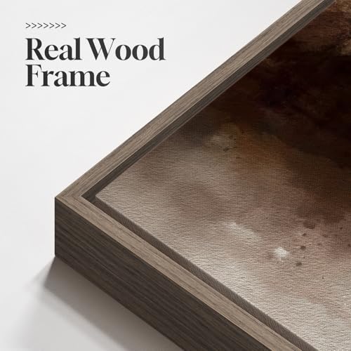 Large Framed Rustic Brown Abstract Landscape Wall Art