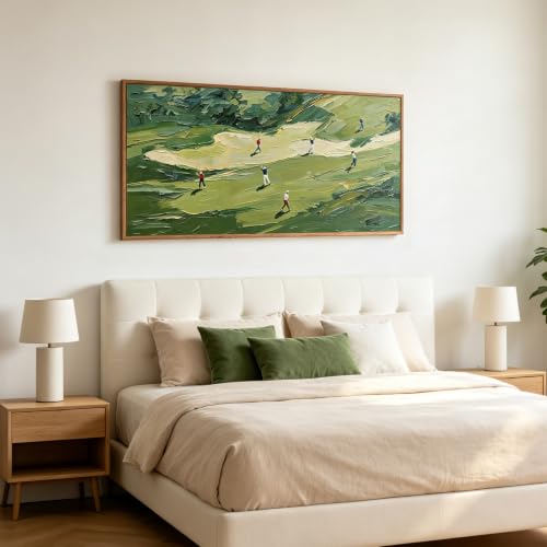 3D Textured Green Golf Course Framed Canvas Wall Art 40x20 Inch