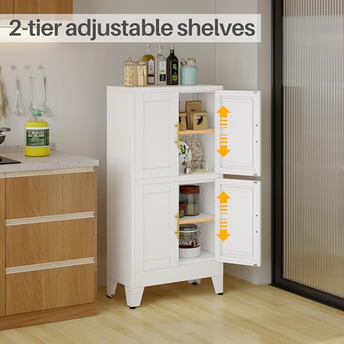 47” White Metal Bathroom Storage Cabinet