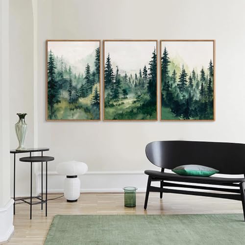 Misty Forest Framed Canvas Wall Art Set (3 Count)
