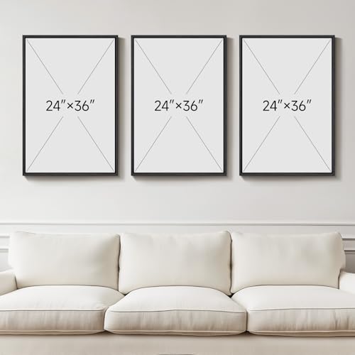 Large Framed Gold Abstract Geometric Wall Art for LIving Room (3 Count)