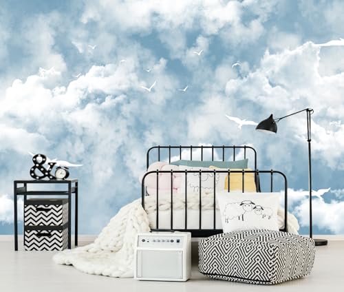 Cloud Wallpaper for Ceiling White Pigeon Wall Mural