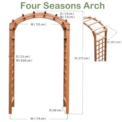 Solid Fir Wood Garden Arch Trellis for Climbing Plants Outdoor