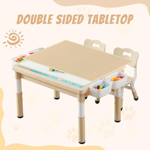 Multi Functional Kids Table and 2 Chairs Set (3 Count)