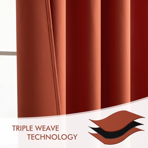 Fall Burnt Orange Back Tab Blackout Curtains 52"x102" Length 2 Panel (2 Count)