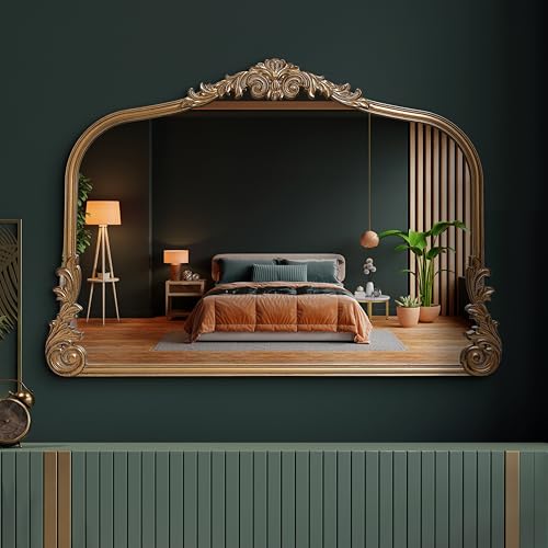 English Estate Carved Arch Wood Wall Mirror