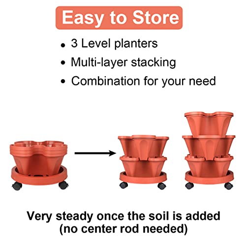 Stackable Planters 3 Tier Vertical Garden Planting Tower Planters Strawberry