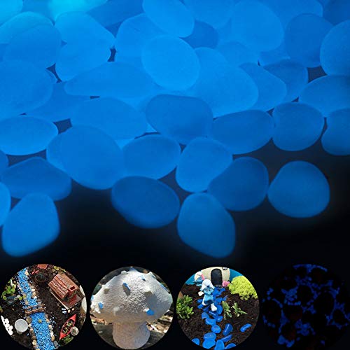 Glow Pebbles 300 pcs Blue Glowing Rocks for Outdoor Decor (300 Count)