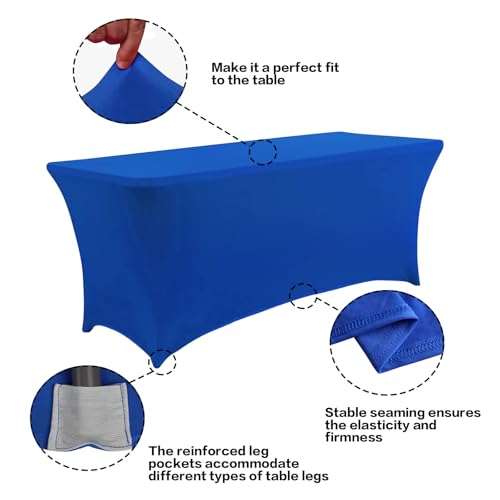 8FT Table Cloth for Rectangular Spandex Royal Blue Table Cover