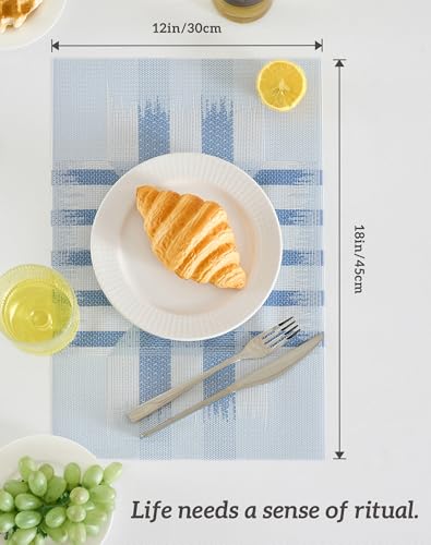 Geometric Print Blue Placemats Set of 6 (2.83 Count)