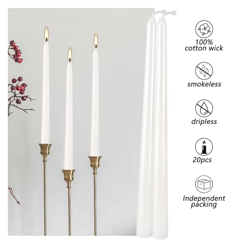 20 Pack White Taper Candles 12 Inch Tall 3 (20 Count)