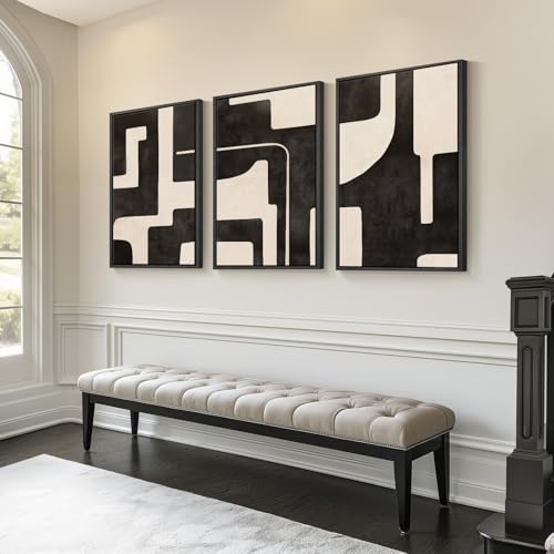 Large Framed Neutral Abstract Canvas Wall Art for Living Room