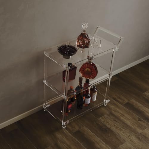 Acrylic Bar Cart with 4 Lockable Wheels
