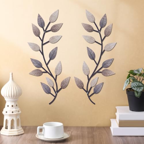 2 Pcs Metal Leaf Wall Art Vine Branch Decor (2 Count)