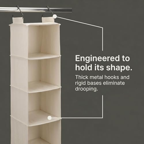 Cedarline 6‑Shelf Hanging Closet Organizer in Heavy‑Duty Cotton Canvas