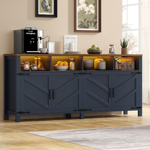 Buffet Sideboard with Storage with Power Outlets & LED Light