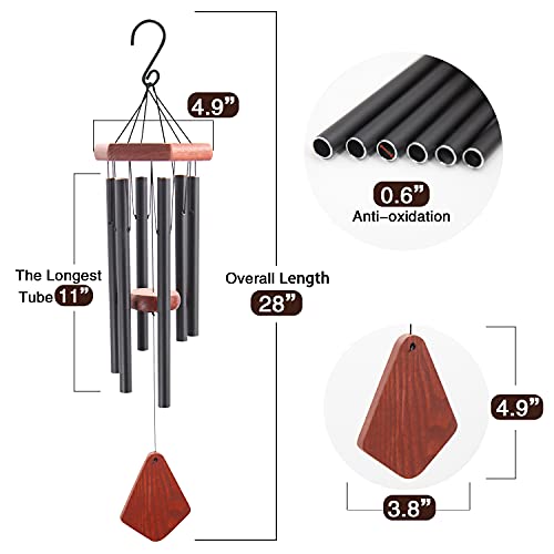 Outdoor Wind Chimes 28 inch Black Garden Patio Gift Patio Porch Home Yard