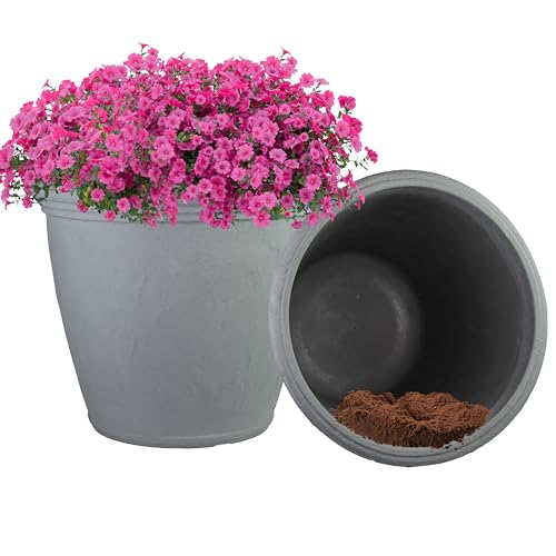 Sunnydaze Anjelica 20'' Large Plastic Planter Pot for Plants (2 Count)