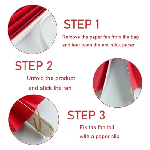 Red Birthday Decorations DIY Red Paper Fans Hanging Decoration 16in (30 Count)