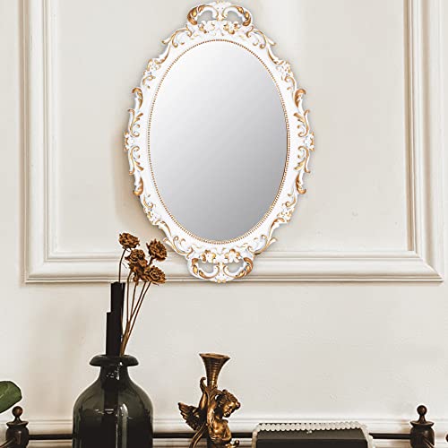 2 Pack Vintage Decorative White Framed Mirror (2 Count)