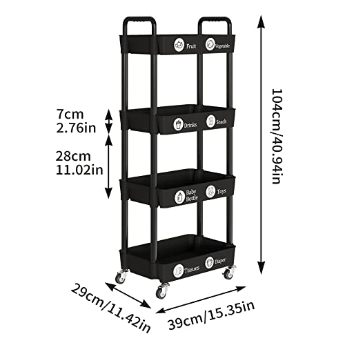 4 Tier Rolling Cart with Wheels
