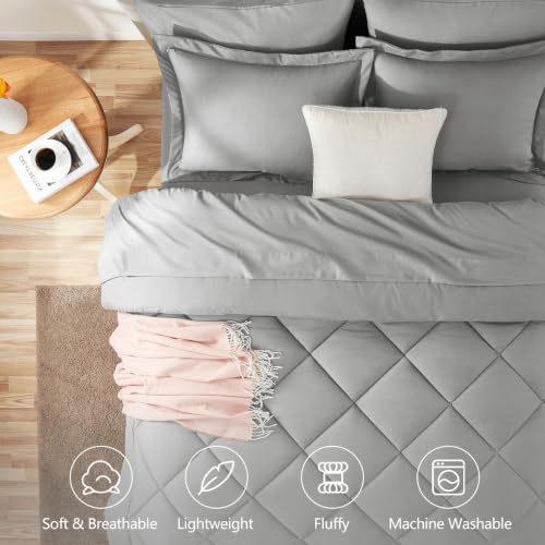 Twin XL Comforter Set 68"x88" Light Grey