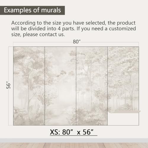 Neutral Forest Peel and Stick Wallpaper Jungle Landscape Mural