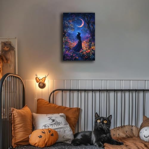 Vintage Halloween Witch Decor Mystic Gothic Wall Art Poster