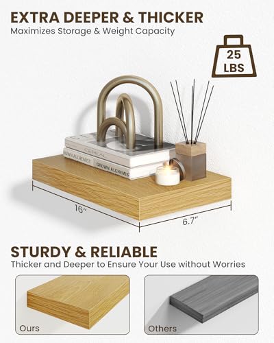 16" Floating Shelves for Wall (2 Count)