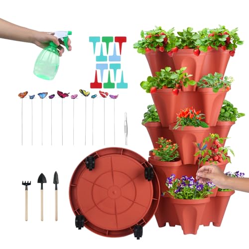 Stackable Planters 6 Tier Vertical Garden Planting Tower Planters Strawberry