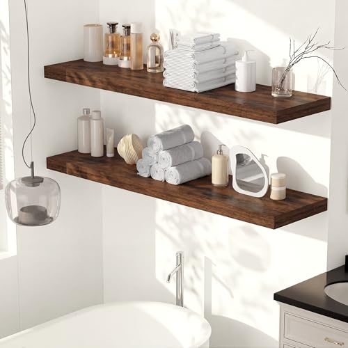 55 x 12 Deep Floating Shelves Wall Mounted Set of 1 Rustic Brown