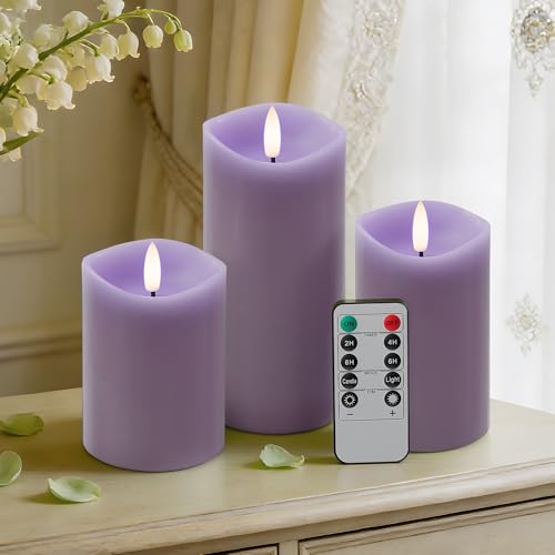 Pastel Purple LED Real Wax Made Flameless Battery (3 Count)