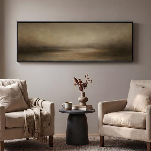 Large Framed Horizontal Abstract Landscape Wall Art for Living Room
