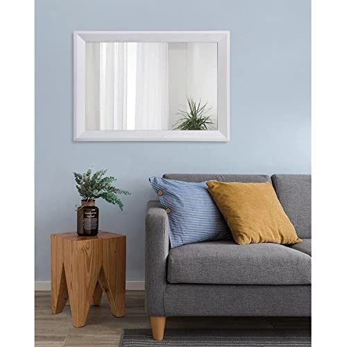 Rectangular Wall Mirror Decorative Wood Framed Mirrors Large 26"x18" for Farmhouse Bedroom Bathroom Living Room Entryway Hanging Home Decor