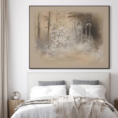 60"x72" Extra Large Framed Wall Art Misty Forest in Sepia Tones