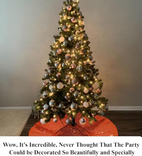 24 Inch Sequin Tree Skirt Christmas Skirts for Xmas Hawaii Rustic Cartoon Elegant Halloween Trees