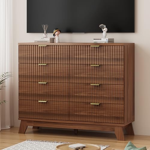 Fluted Dresser for Bedroom with 8 Drawers