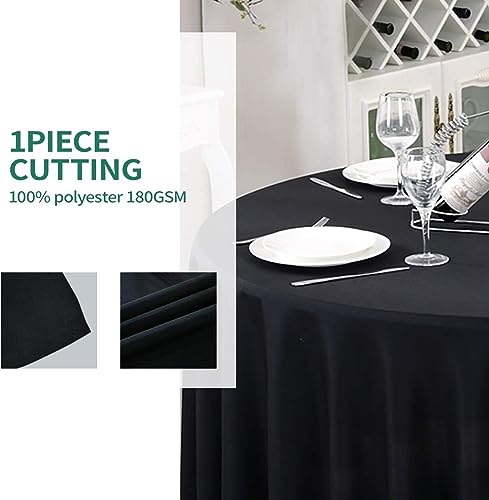 10 Pack 120 Inch Black Tablecloths for Round Tables (10 Count)