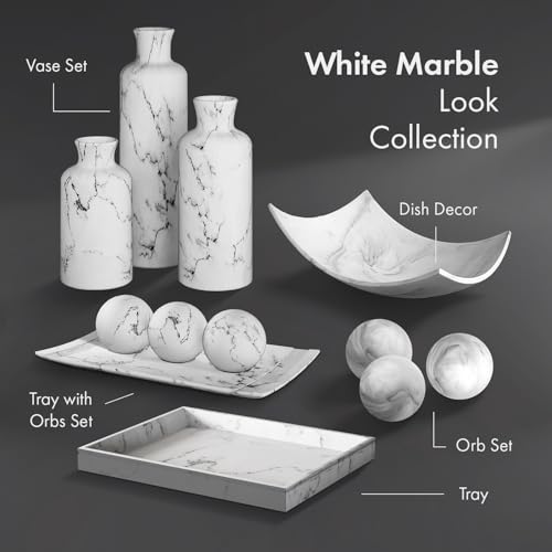 White Marble Look Vases Home Decor (3 Count)