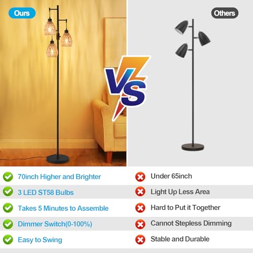 Boho Rattan Floor Lamp