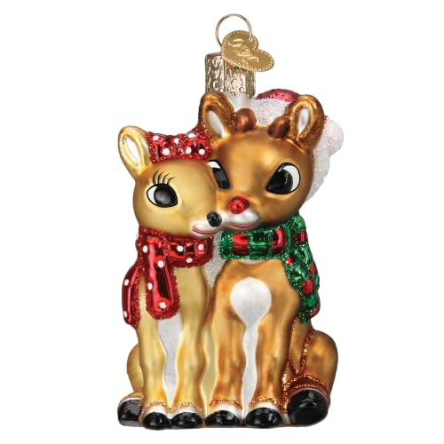 Rudolph and Clarice Glass Blown Ornament for Christmas Tree