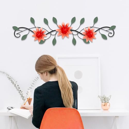 Metal Wall Art Modern Minimalist Metal Flowers Indoor Decor Horizontal Wall Art Iron Artwork
