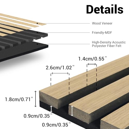 AKK Star Acoustic Wood Slat Wall Panels (4 Count)