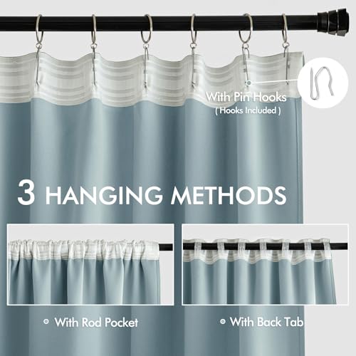 Slate Blue Back Tab Blackout Curtains 52x72 Inches Long 2 Panels Set (2 Count)