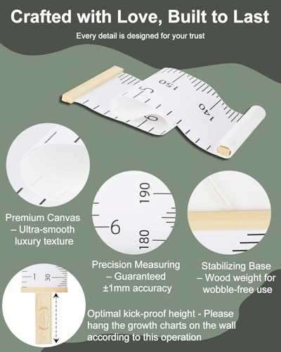 6.5FT Growth Chart for Kids with Wooden Keepsake Box