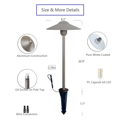 Cast Aluminum Low Voltage Outdoor Pathway Lights Walkway (2 Count)