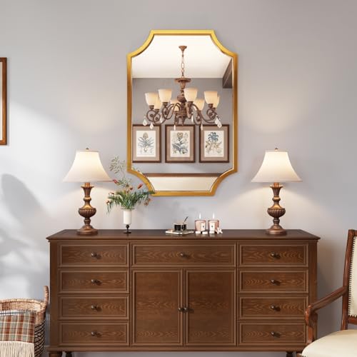 24"x36" Gold Foil Metal Scalloped Decorative Wall Mirror