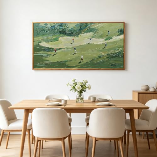 3D Textured Green Golf Course Framed Canvas Wall Art 40x20 Inch
