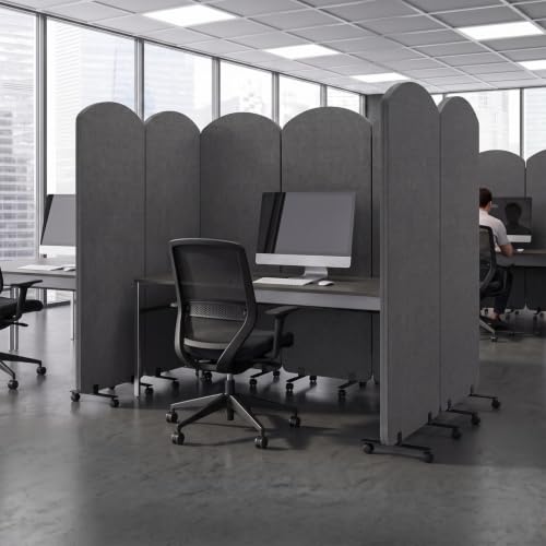72 x 66 Inch 3 Panel Soundproof Room Divider with Wheels