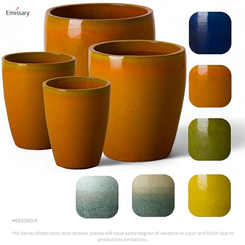 Bullet 11.5 in. Bright Orange Ceramic Round Planter